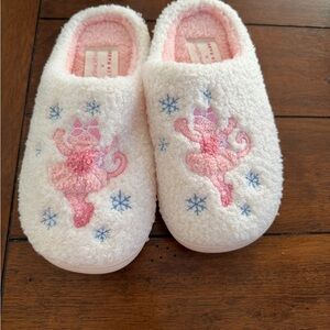 Love shack fancy Roller Rabbit White and Pink Fuzzy Slippers